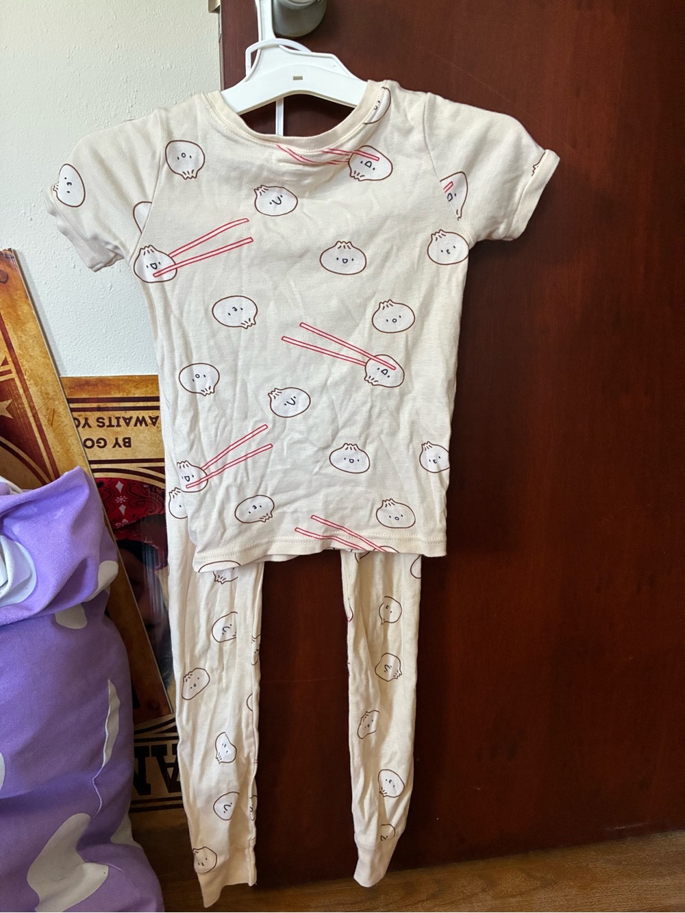 Old Navy Cream Dumpling & Chopsticks Kids Pajama Set